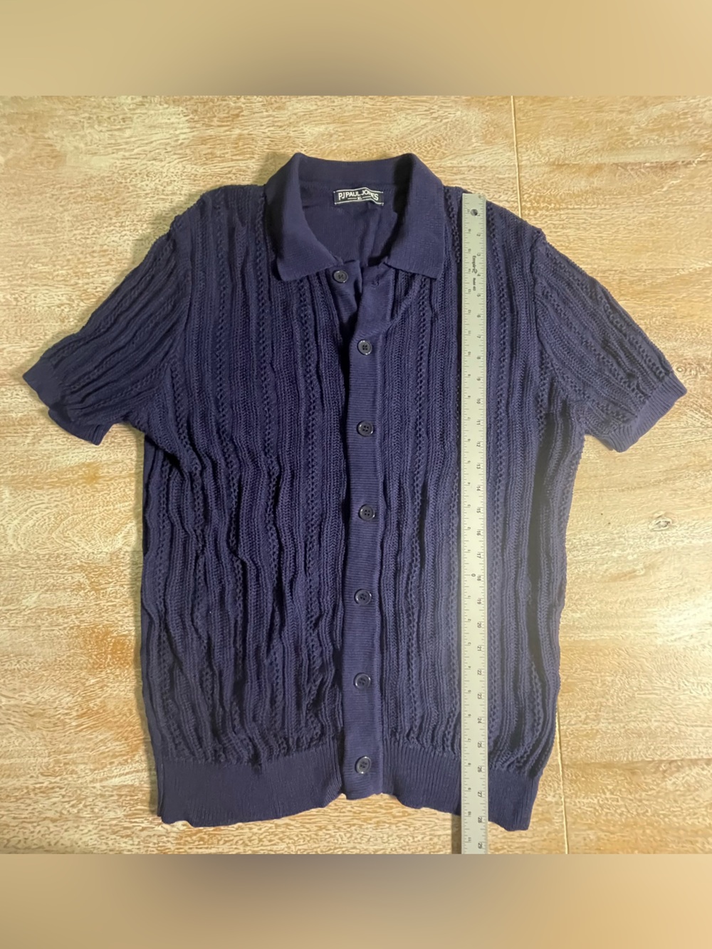 PJPaul Jones Navy Knit Button-Up Polo Shirt